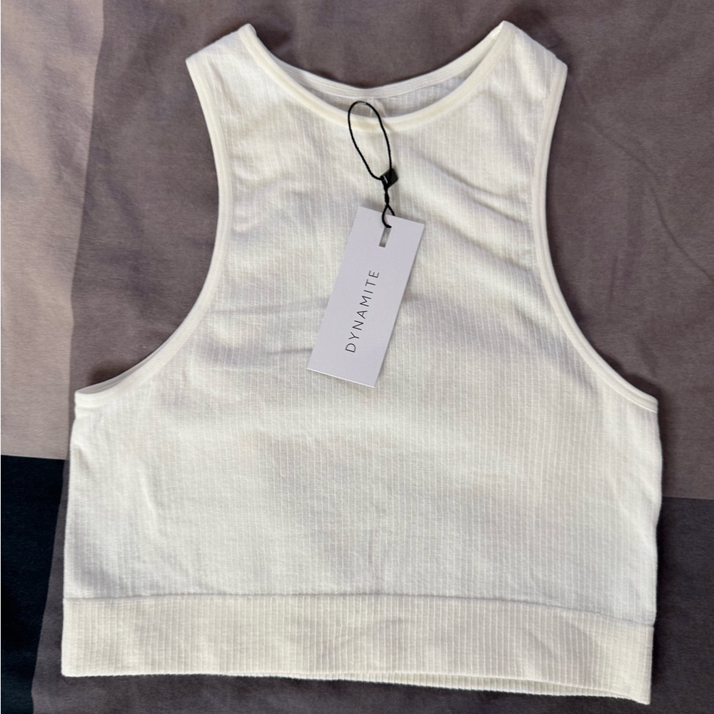 Dynamite Cream Ribbed Tank Top - Picture 2 of 7